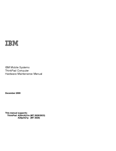 IBM A20m/p A21m/p A20m/p A21m/p Hardware Maintenance Manual